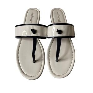 J Mclaughlin Leslie Flip Flop Thong Sandals White Black Size 11 M Flats